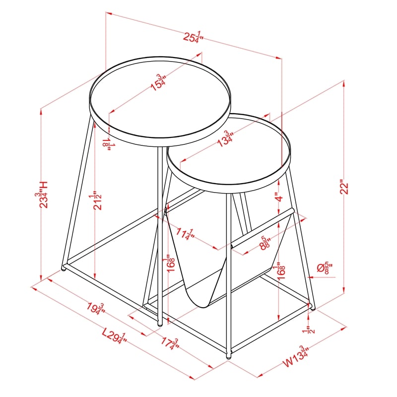 Furniture of America Lassatov Metal 2-Piece Nesting Table in Matte Black