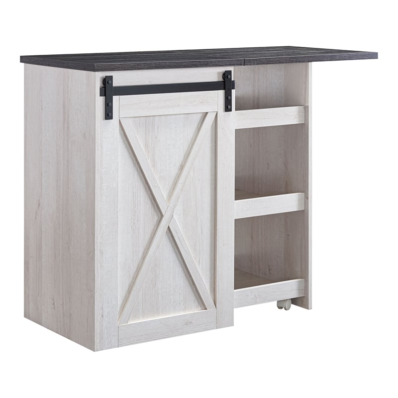Furniture of America Palvery Transitional Wood Expandable Home Bar in White Oak