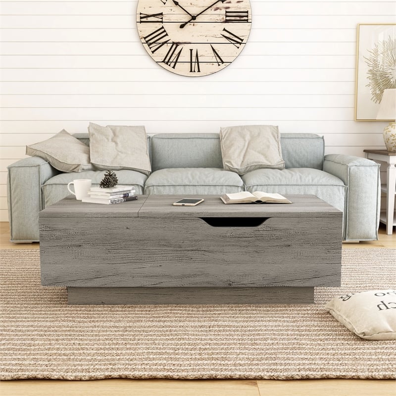 Furniture of America Harsin Wood Lift Top Coffee Table in Vintage Gray Oak