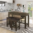 Furniture of America Stache 4-Piece Light Walnut Wood Counter Height Dining Set
