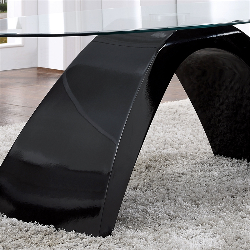 Furniture of America Pelletoni Contemporary Glass Top Coffee Table in Black