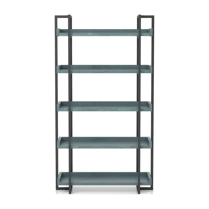 Furniture of America Lackomb Contemporary Wood 5-Tier Bookcase in Antique Blue