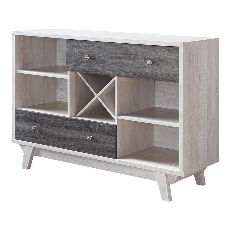 Furniture of America Tannery Wood Multi-Storage Buffet in Distressed Gray
