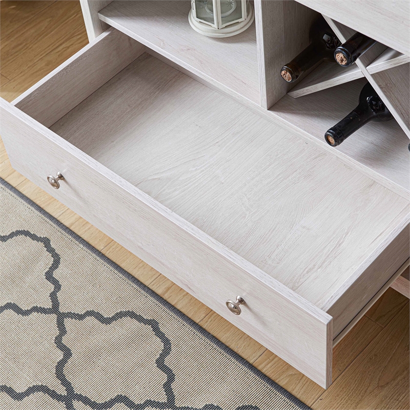 Furniture of America Tannery Wood Multi-Storage Buffet in White Oak