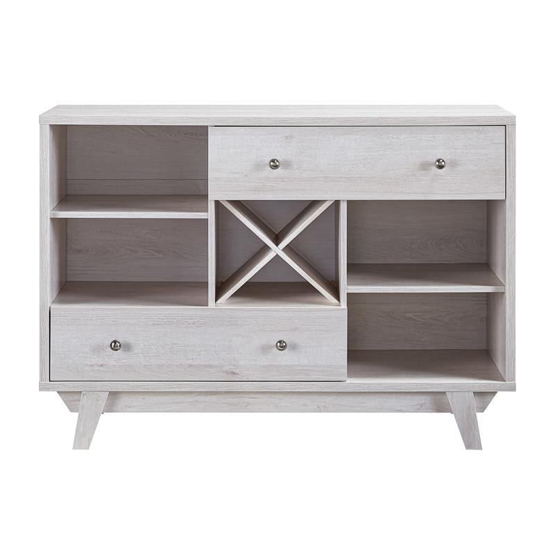 Furniture of America Tannery Wood Multi-Storage Buffet in White Oak