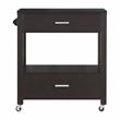 Furniture of America Arton Contemporary Wood 2-Drawer Kitchen Cart in Cappuccino