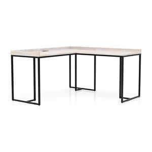 Furniture of America Timor Modern Wood Corner Computer Desk with USB in White