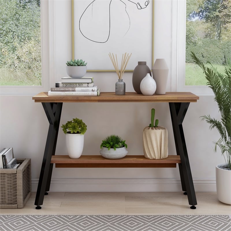 Furniture of America Horford Wood 1-Shelf Console Table in Matte Black