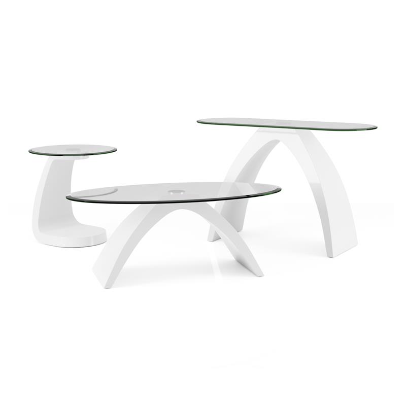 Furniture of America Pelletoni Wood 3-Piece Coffee Table Set in White