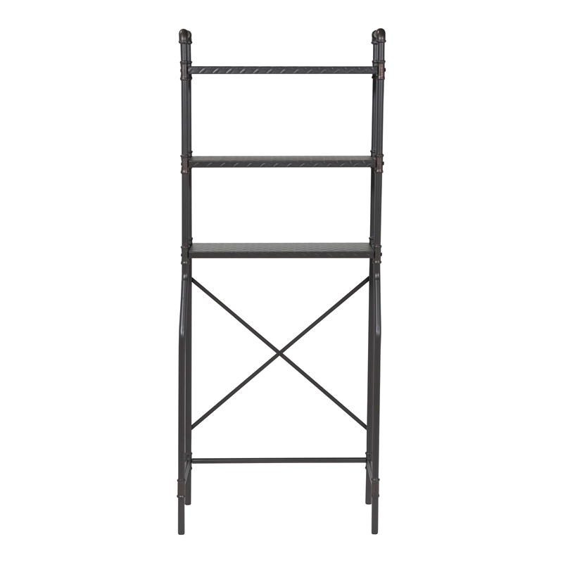 Furniture of America Fesh Metal Over the Toilet Shelf Organizer in Sand Black