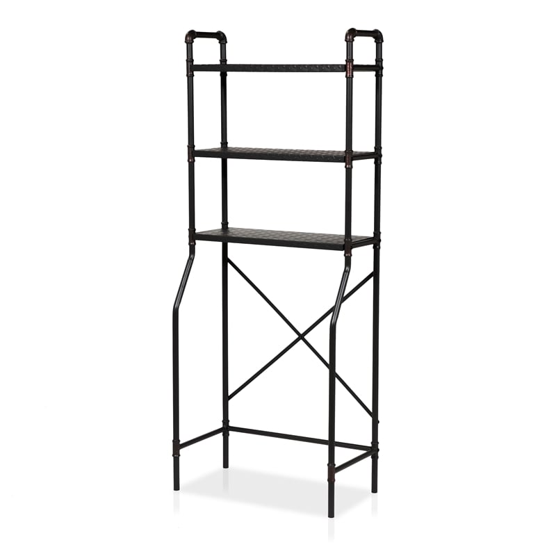 Furniture of America Fesh Metal Over the Toilet Shelf Organizer in Sand Black