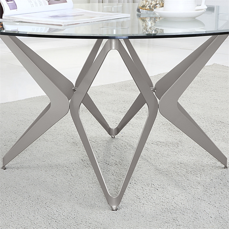 Furniture of America Staneri Glass Top Coffee Table in Gold Champagne