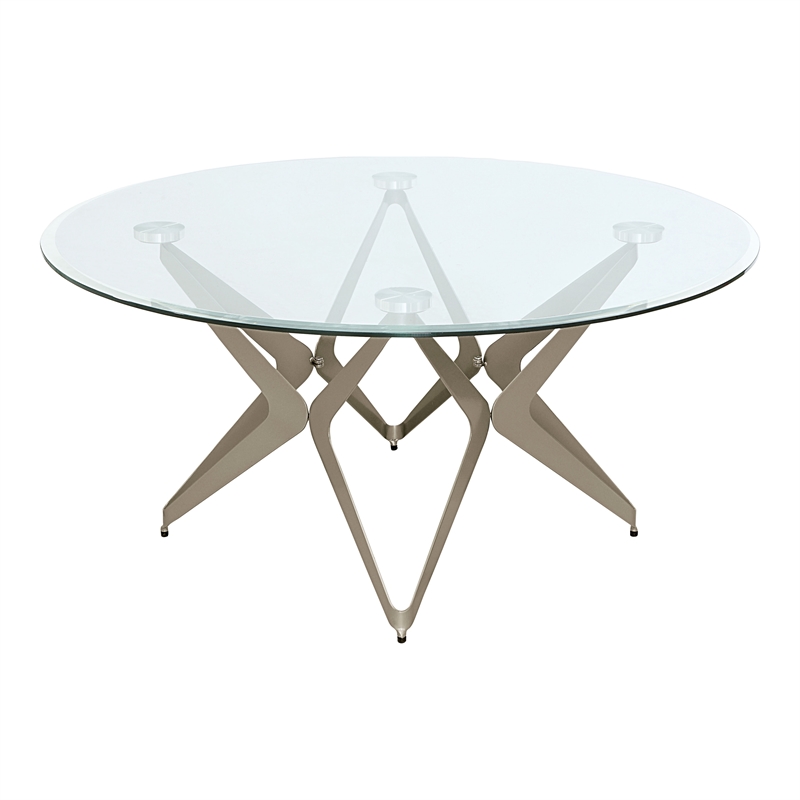 Furniture of America Staneri Glass Top Coffee Table in Gold Champagne