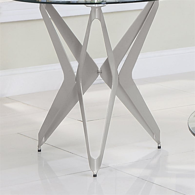 Furniture of America Staneri Contemporary Glass Top End Table in Champagne Gold