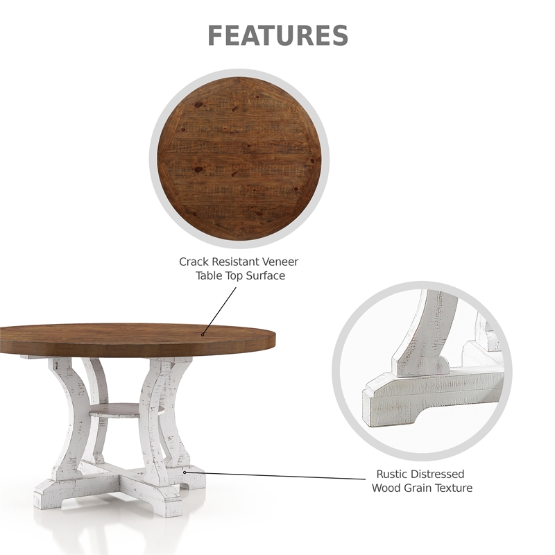 Furniture of America Muschamp Wood Dining Table in Antique White and Dark Oak