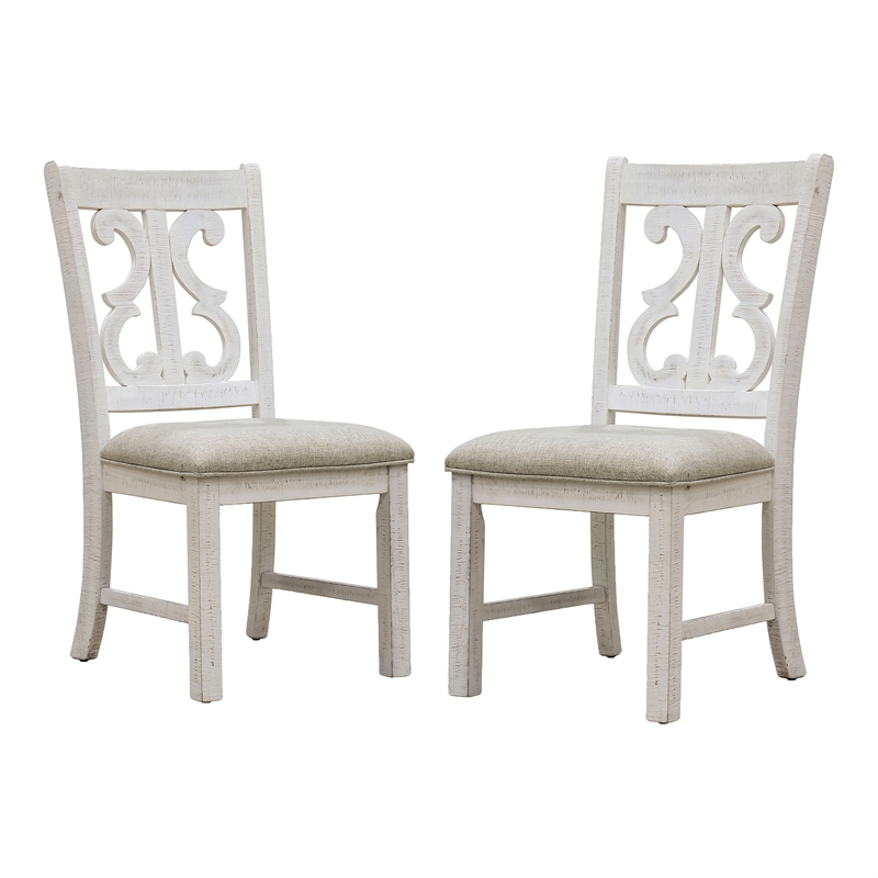 Furniture of America Muschamp Wood Dining Chair in Antique White (Set of 2)