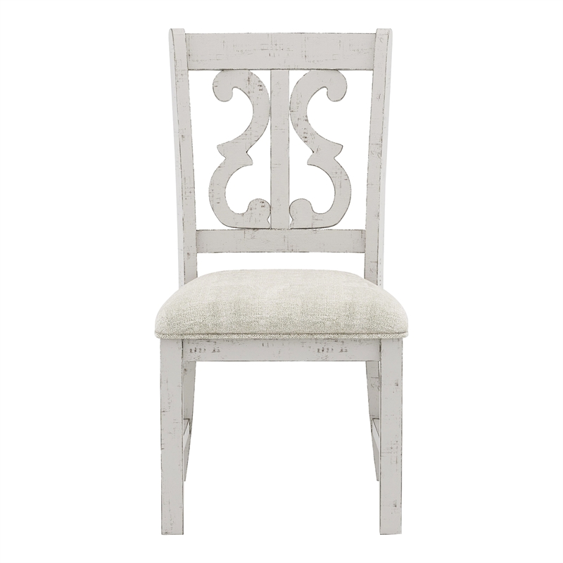 Furniture of America Muschamp Wood Dining Chair in Antique White (Set of 2)