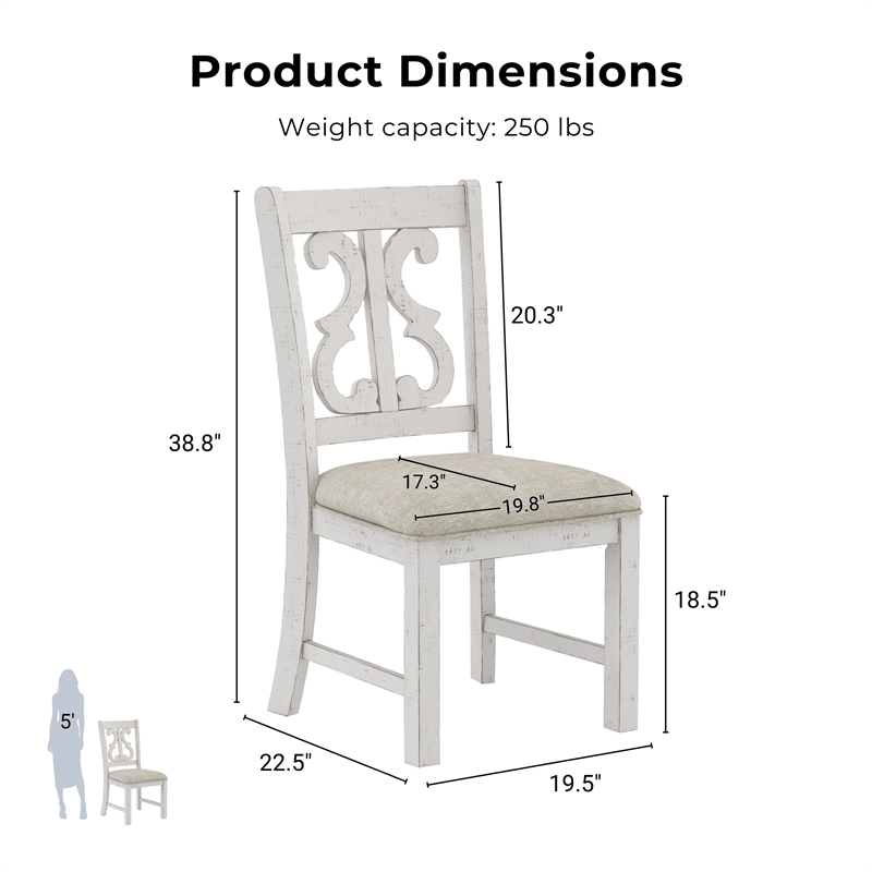 Furniture of America Muschamp Wood Dining Chair in Antique White (Set of 2)