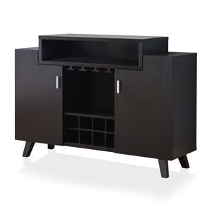Furniture of America Pahrump Mid-Century Wood Wine Storage Buffet in Cappuccino