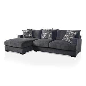 Furniture of America Turnstein Contemporary Chenille L-Shaped Sectional in Gray