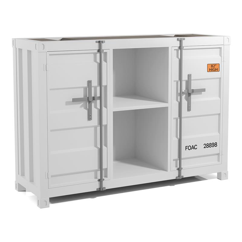Furniture of America Lionna Metal 6-Shelf Console Table in Sand White