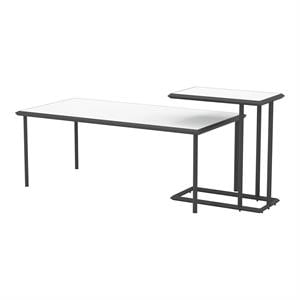Furniture of America Onnah Contemporary Metal 2-Piece Coffee Table Set in White