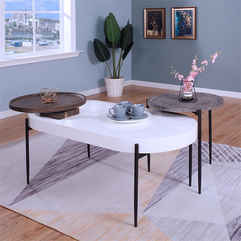 Furniture of America Hylen Metal 2-Piece Coffee Table Set in Gray