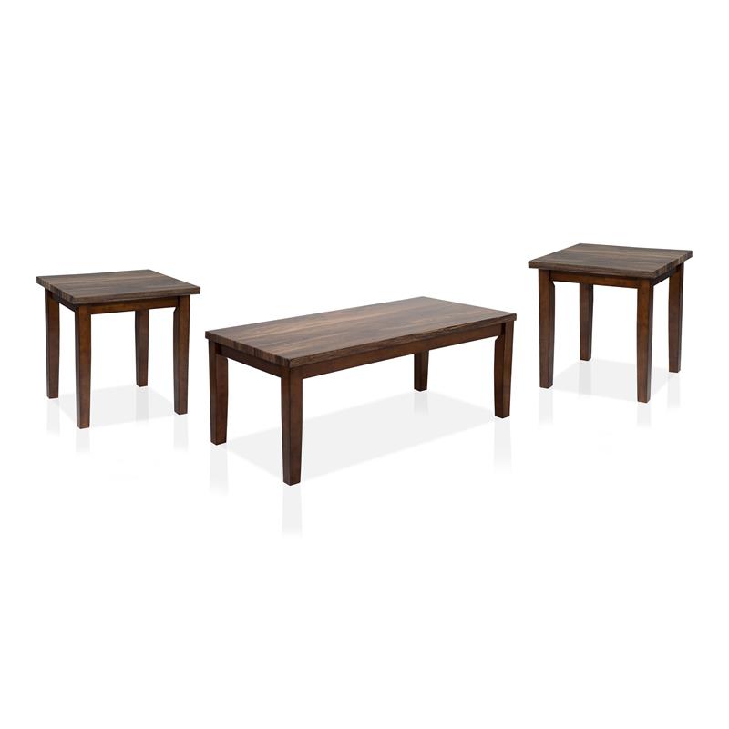 Furniture of America Korlyn Wood 3-Piece Coffee Table Set in Dark Walnut
