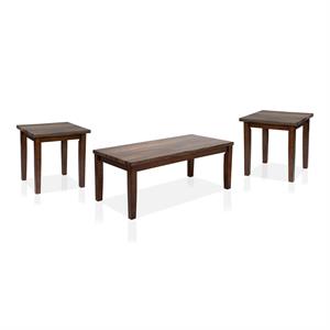 Furniture of America Korlyn Wood 3-Piece Coffee Table Set in Dark Walnut