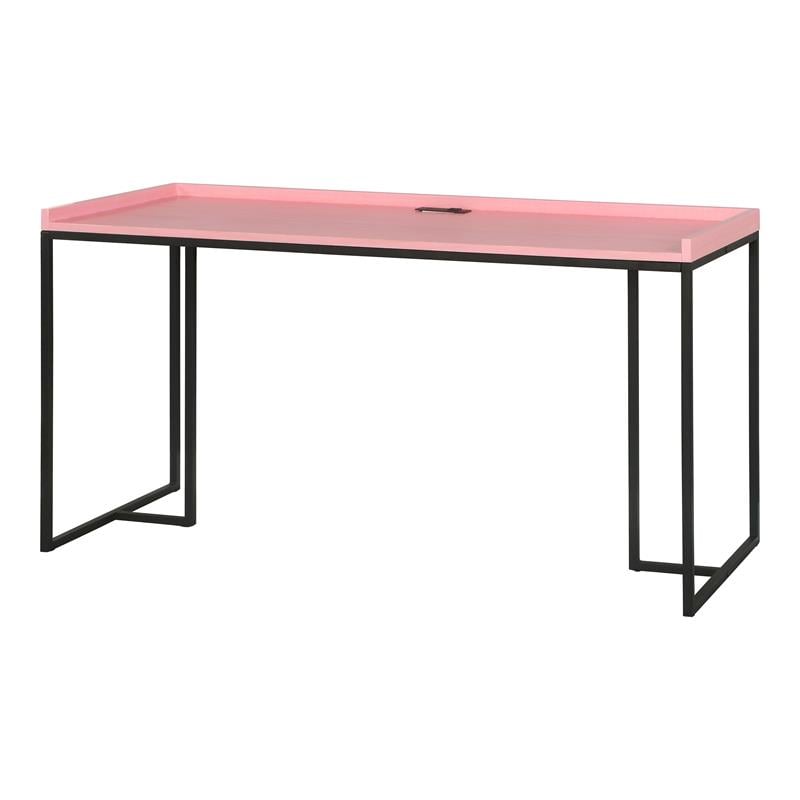 Furniture of America Timor Modern Wood Computer Desk with USB in Pink