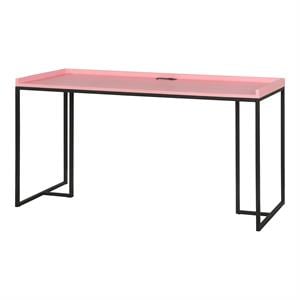 Furniture of America Timor Modern Wood Computer Desk with USB in Pink