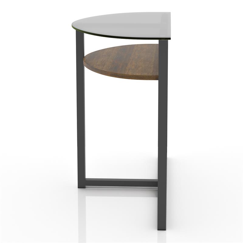 Furniture of America Barker Industrial Glass Top Console Table in Black Chrome