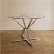 Furniture of America Leonisis Glass Top Round Dining Table in Chrome