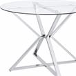 Furniture of America Leonisis Glass Top Round Dining Table in Chrome