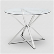 Furniture of America Leonisis Glass Top Round Dining Table in Chrome