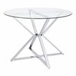 Furniture of America Leonisis Glass Top Round Dining Table in Chrome