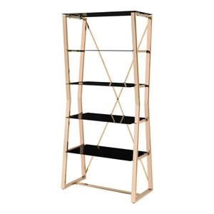 Furniture of America Abair Contemporary Glass Shelves Bookcase in Gold