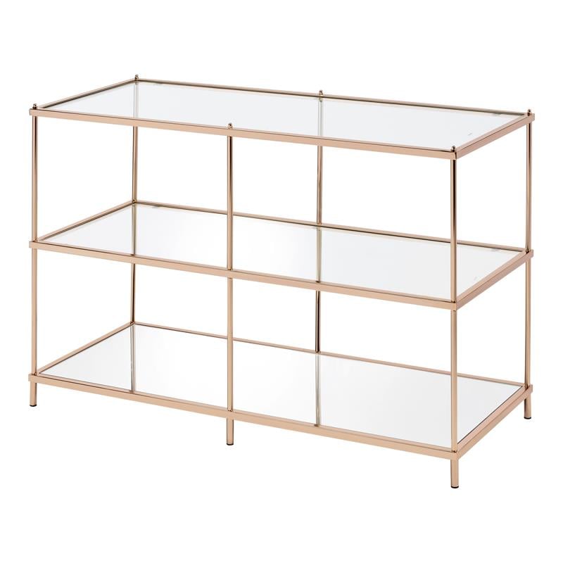 Furniture of America Mendry Metal 2-Shelf Console Table in Champagne Gold