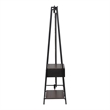 Furniture of America Loeff Metal Coat Stand with Mirror in Matte Black