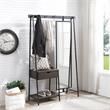 Furniture of America Loeff Metal Coat Stand with Mirror in Matte Black