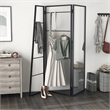 Furniture of America Andora Industrial Metal Coat Stand with Mirror in Black