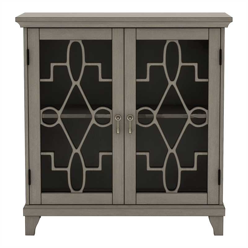 Furniture of America Garville Transitional Wood 2-Shelf Hallway Cabinet in Gray