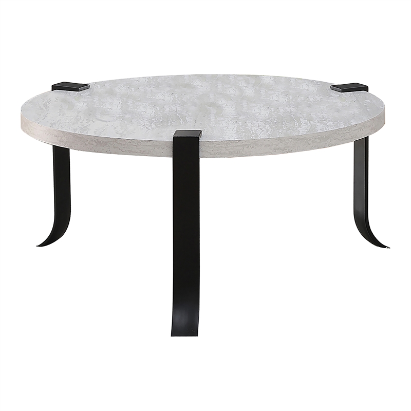 Furniture of America Marwell Metal 3-Piece Coffee Table Set in Antique White