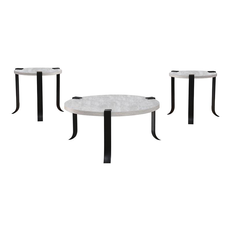 Furniture of America Marwell Metal 3-Piece Coffee Table Set in Antique White