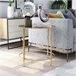Furniture of America Keefer Contemporary Glass Top Side Table in Champagne Gold