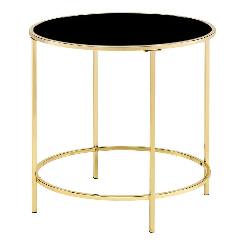 Furniture of America Keefer Contemporary Glass Top Side Table in Gold