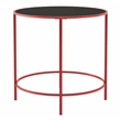 Furniture of America Keefer Contemporary Glass Top Side Table in Red