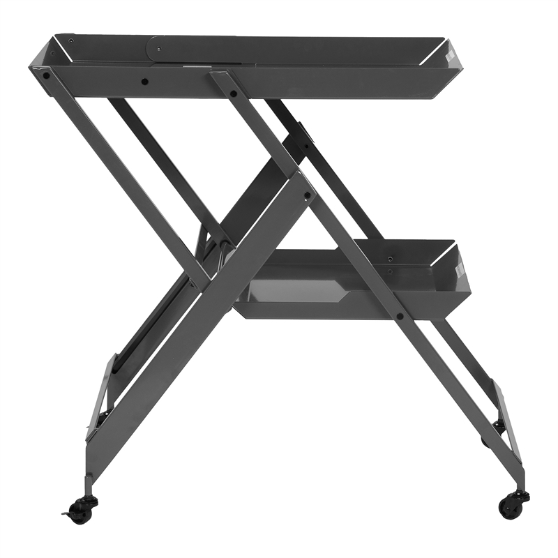 Furniture of America Prescotty Contemporary Metal Foldable Serving Cart in Black