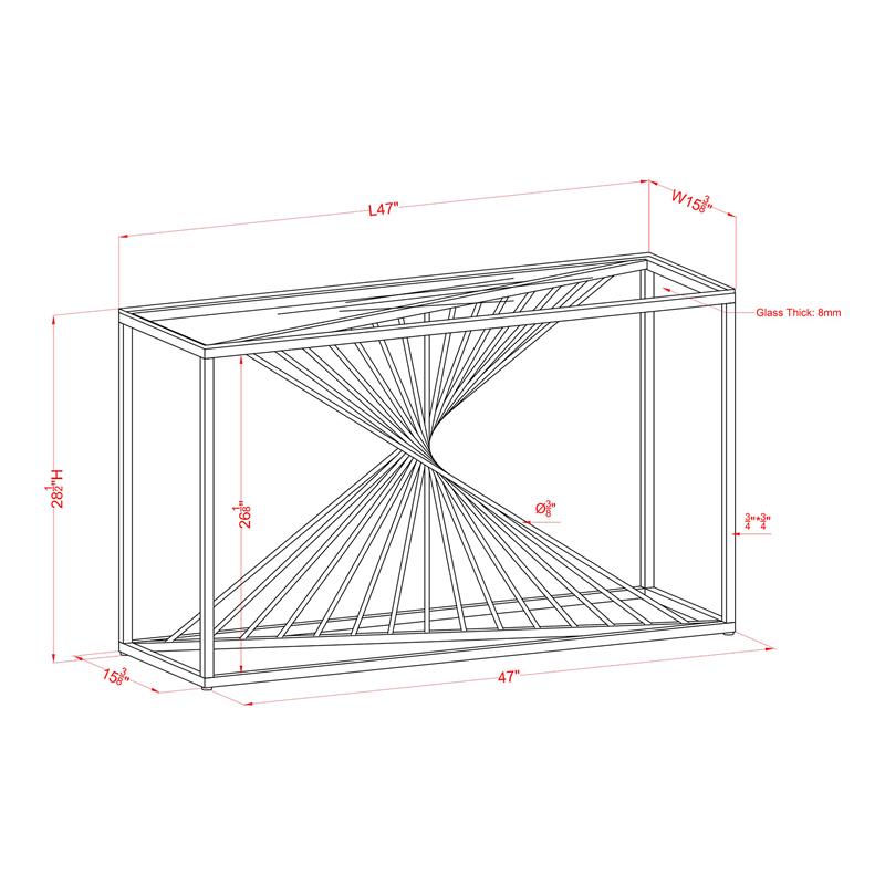 Furniture of America Jonnah Contemporary Glass Top Console Table in Gold