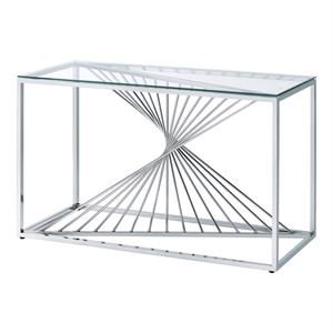 Furniture of America Jonnah Contemporary Glass Top Console Table in Chrome